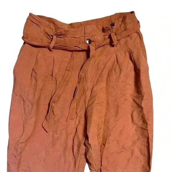 Madewell Rust Paperbag Waist Trousers - Picture 2 of 6